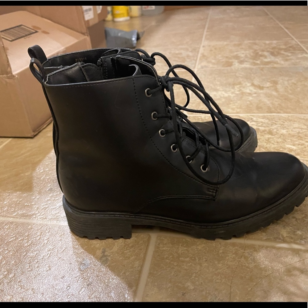 Black lace up booties